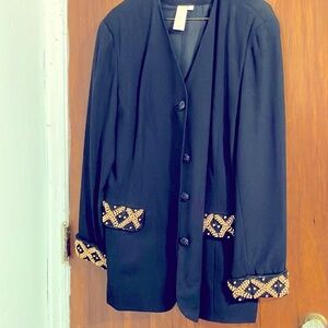 Elegant Black Beaded Women's Jacket